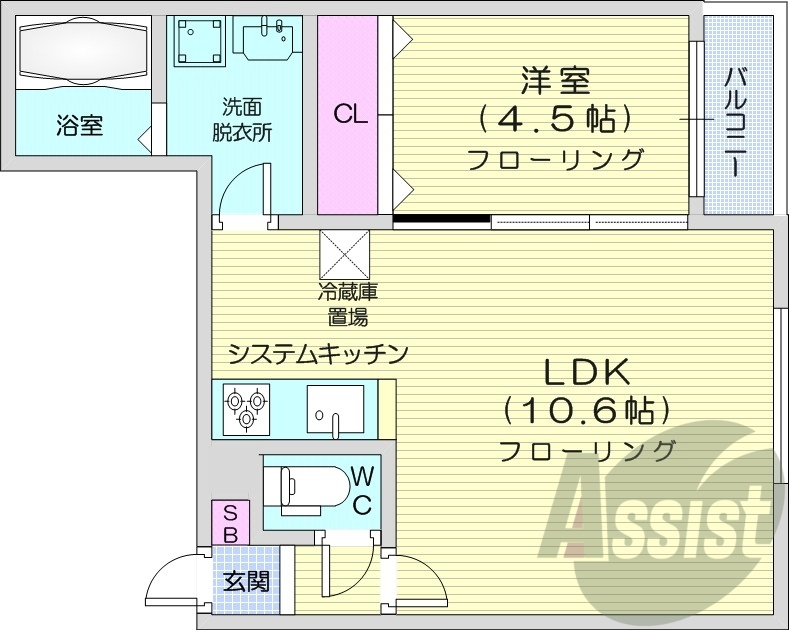1LDK、都市ガス、ネット無料、エアコン、追い焚き。