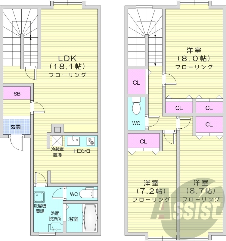 3LDK、エアコン、メゾネット、オール電化