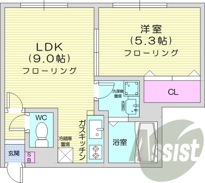 1LDK、灯油暖房、インターネット無料、脱衣所