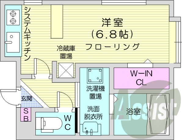 1K、システムキッチン、オートロック、エアコン