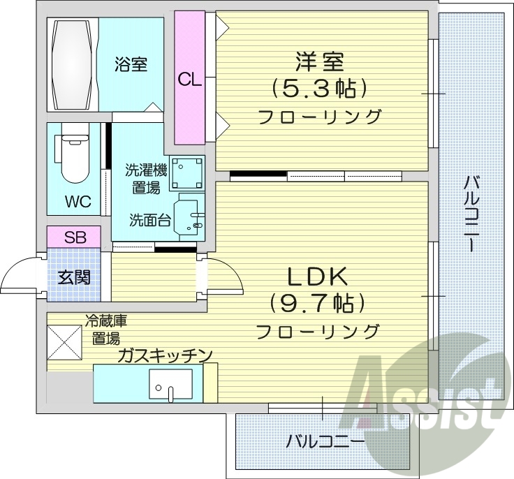 1LDK、エレベーター、オートロック、ペット相談可