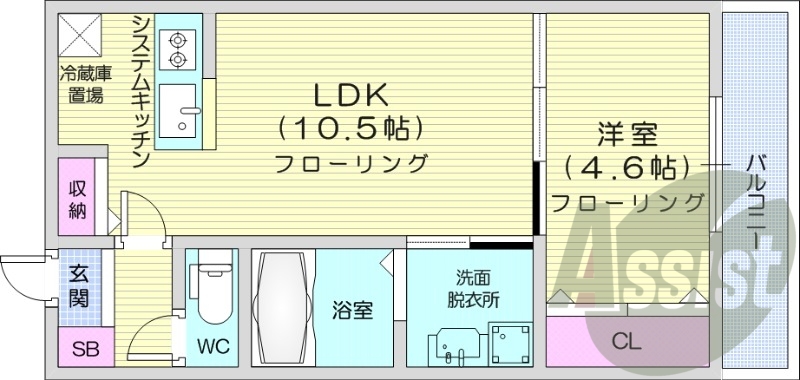 1LDK、都市ガス、浴室乾燥機、追炊き、エアコン