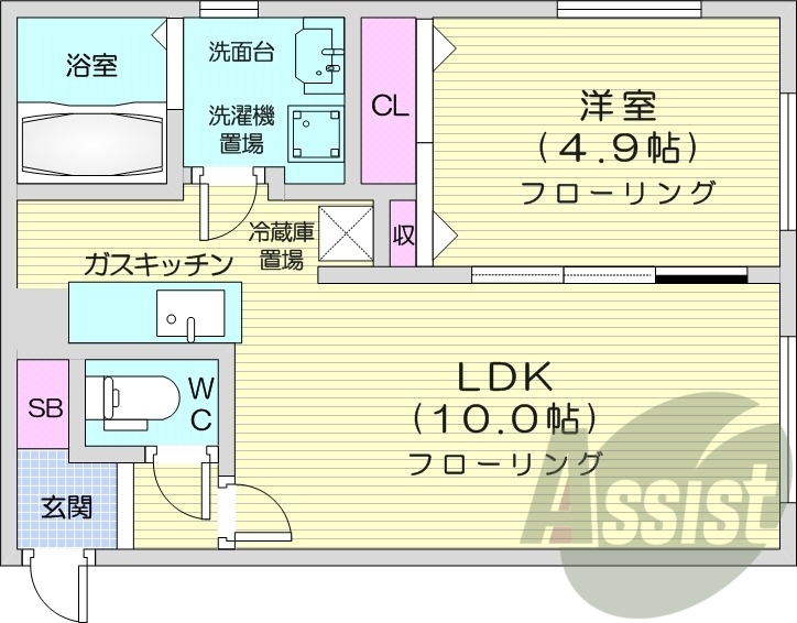 1LDK、エアコン、独立洗面台、灯油暖房、シャワートイレ