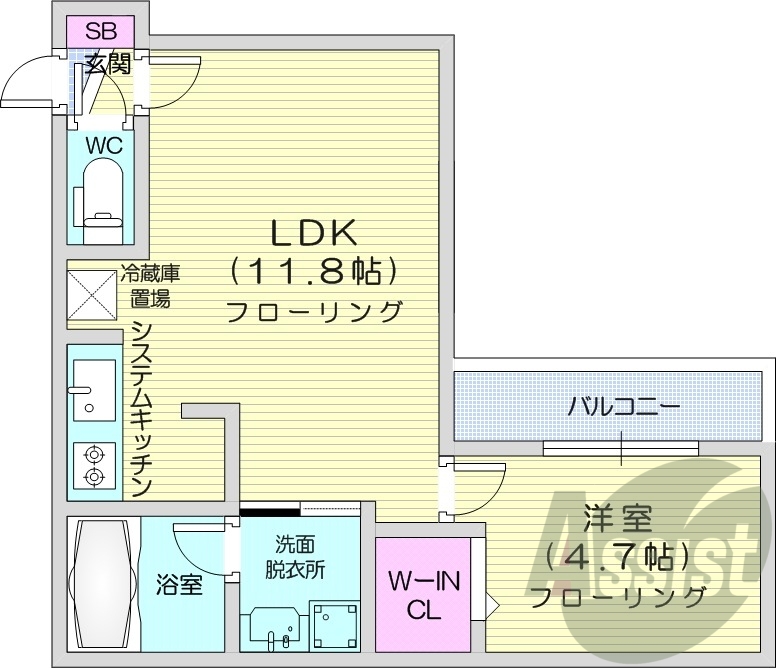 1LDK、都市ガス、エアコン、オートロック、ネット無料