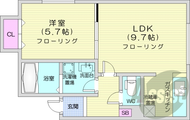 1LDK、シャワートイレ、浴室乾燥機、エアコン、灯油暖房
