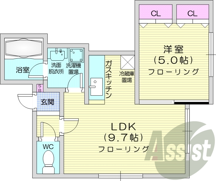1LDK、灯油暖房、トランクルーム、テレビモニターホン