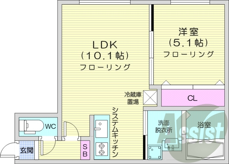 1LDK、エアコン、ネット無料、宅配BOX、防犯カメラ