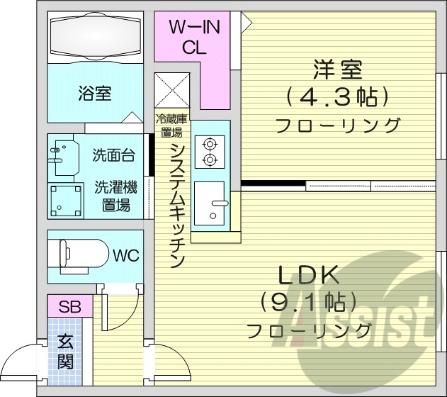 1LDK、ペット飼育可、システムキッチン、エアコン