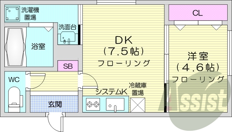 1DK、ペット飼育可、システムキッチン、エアコン