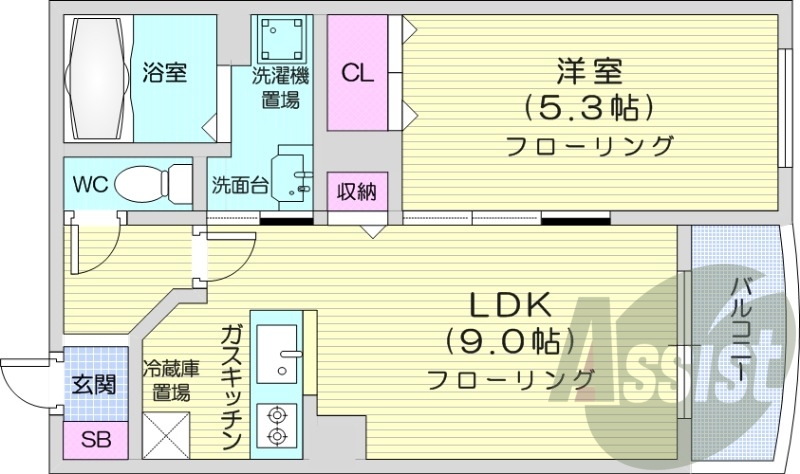 1LDK、エアコン、システムキッチン、灯油暖房