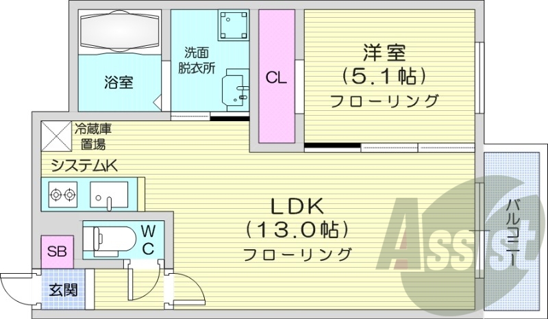 1LDK、エアコン、都市ガス、オートロック、追い焚き