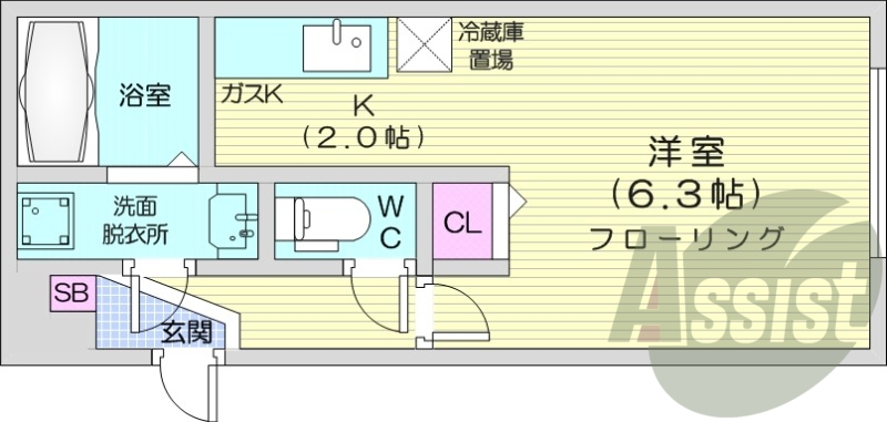 1LDK、システムキッチン、エアコン、