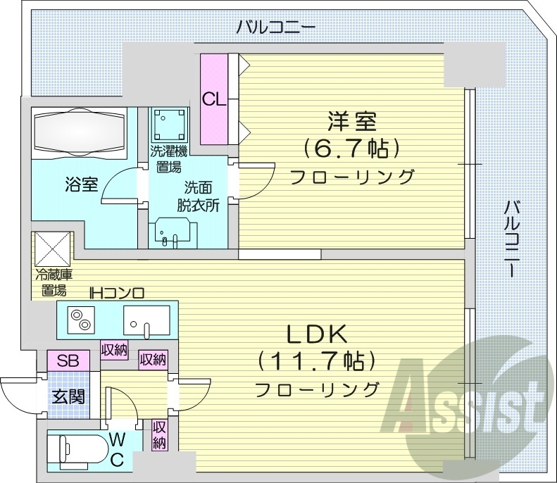 1LDK、エアコン、防犯カメラ、ネット無料、オートロック