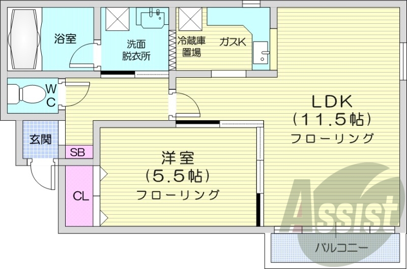 1LDK、灯油暖房、バルコニー、オートロック、防犯カメラ