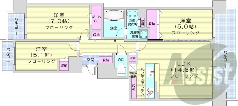 3LDK、分譲マンション、浴室乾燥機、追い焚き