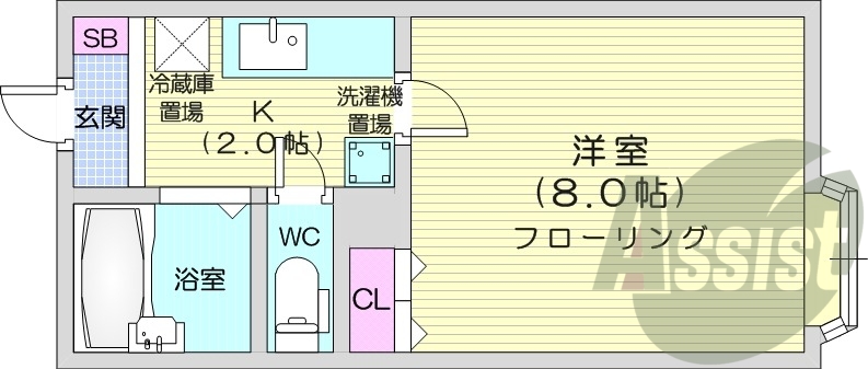 1K、バストイレ別、インターネット使用料不要