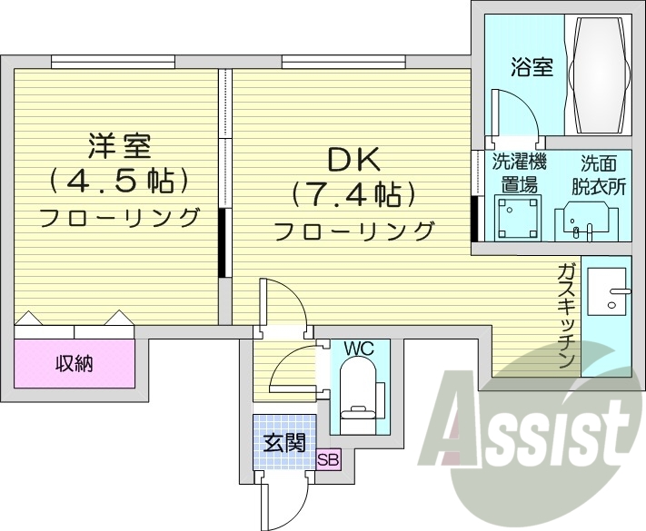 1DK、シャンプードレッサー、ウォシュレット