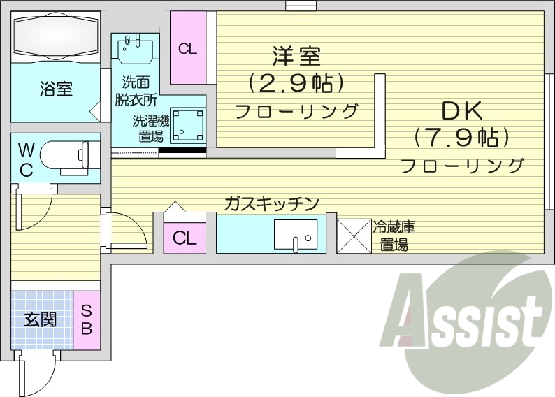 1DK、ネット無料、シャワートイレ、バルコニー