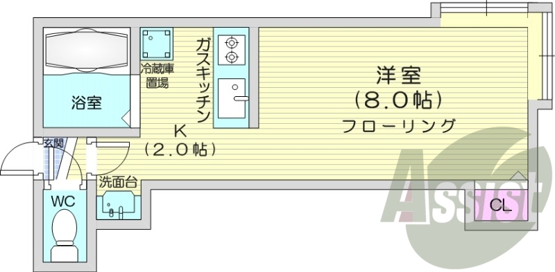 1K、エアコン、灯油暖房、モニターホン、収納