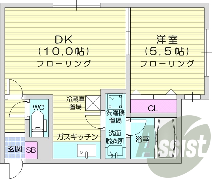 1DK、都市ガス、トランクルーム、灯油暖房