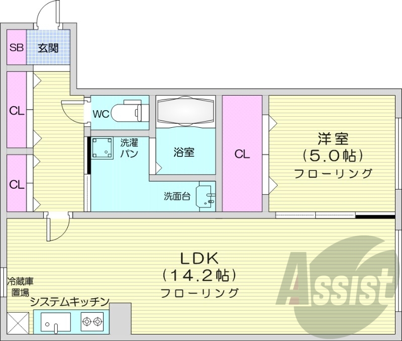 1LDK、インターネット無料、灯油暖房、モニタ付インターホン