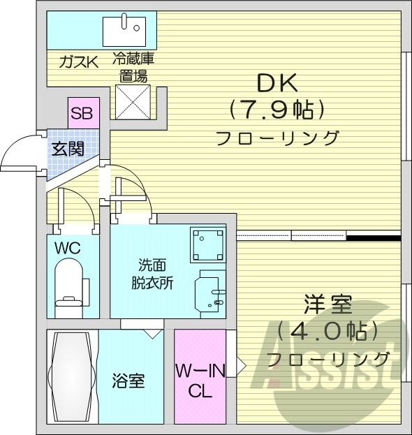 1DK、浴室乾燥機、灯油暖房、オートロック