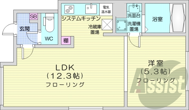 1LDK、IHクッキングヒーター、ネット無料