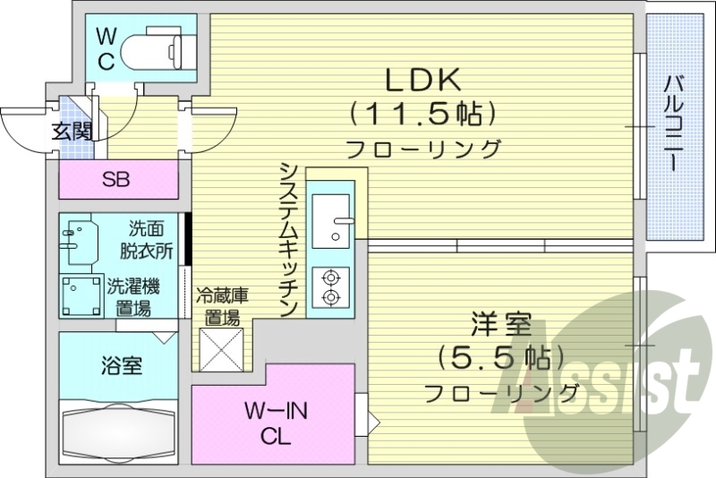 1LDK、エレベーター、オートロック、エアコン