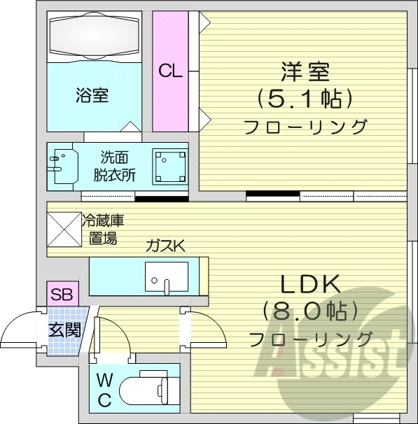 1LDK、ネット無料、ガスリミット有、エアコン