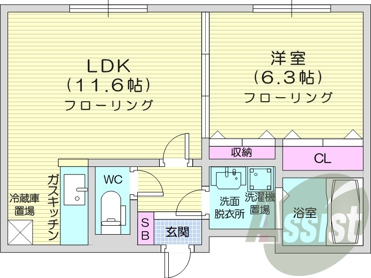 １LDK、シャンプードレッサー、エアコン、シャワートイレ