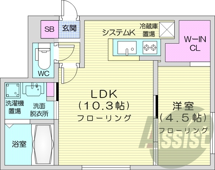 1LDK、エアコン、システムキッチン、灯油暖房