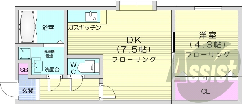 1DK、インターネット無料、オートロック