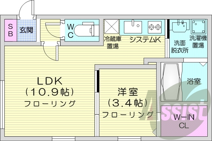 1LDK、エアコン、システムキッチン、灯油暖房