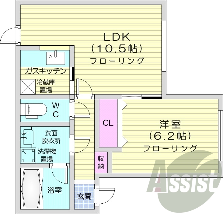 1LDK、灯油暖房、シャンプードレッサー、オートロック