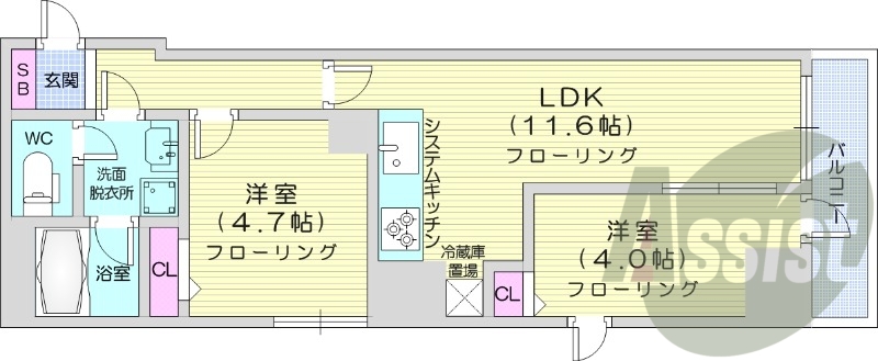 2LDK、ペット可、都市ガス、エアコン、追い焚き