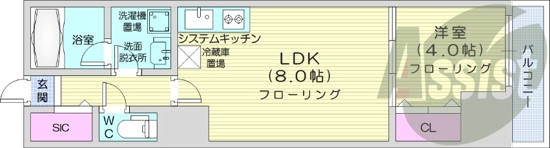1LDK、ペット可、都市ガス、エアコン、エレベーター