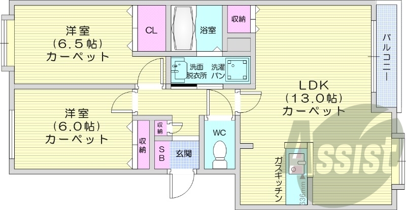 2LDK、シャンプードレッサー、灯油FF暖房