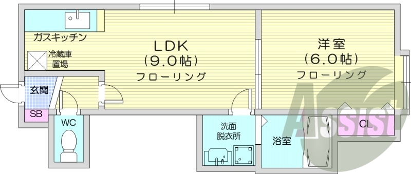 1LDK、ネット無料、灯油暖房、ロードヒーティング