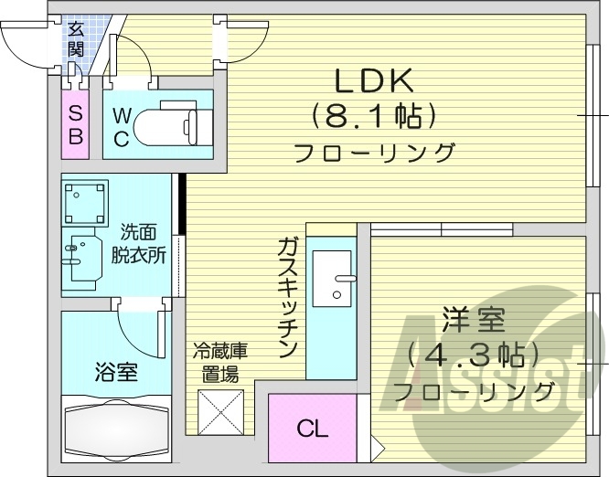 1LDK、ネット無料、灯油暖房、エアコン