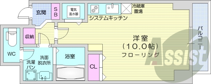 1R、オール電化、浴室乾燥機、システムキッチン、独立洗面台