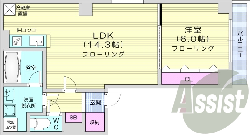1LDK、オール電化、オートロック、ネット無料