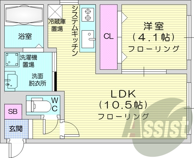 1LDK、エアコン、宅配ボックス、オートロック