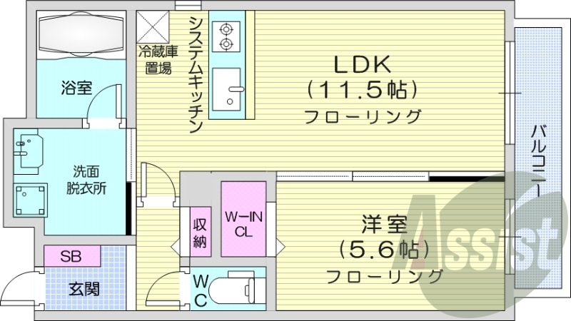 1LDK、エアコン、システムキッチン、オートロック