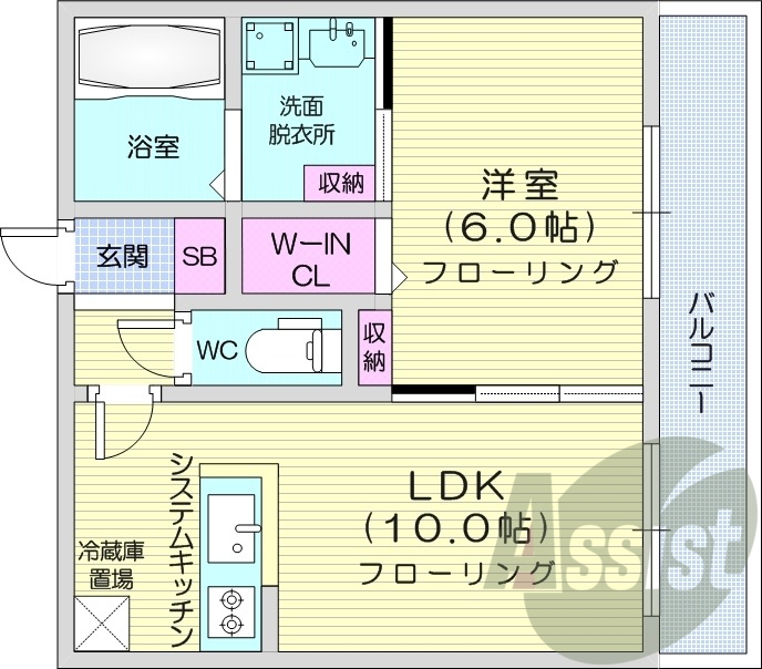 1LDK、エアコン、独立洗面台、床暖房、浴室乾燥機、追い焚き