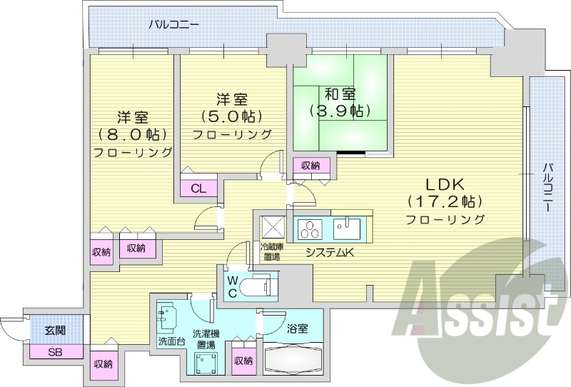 3LDK、ペット可、システムキッチン、食洗器、都市ガス