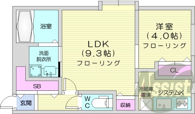 1LDK、システムキッチン、エアコン、独立洗面台、ネット無料
