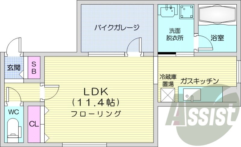 1KS、エアコン、バイクガレージ、灯油暖房