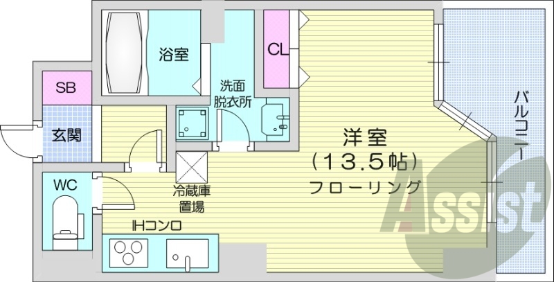 1R、宅配ボックス、オール電化、IHシステムキッチン