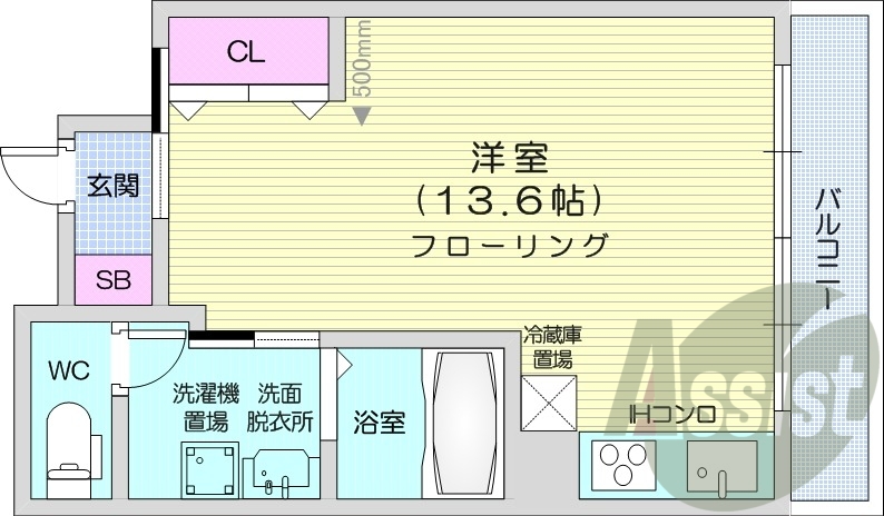 1R、宅配ボックス、オール電化、IHシステムキッチン