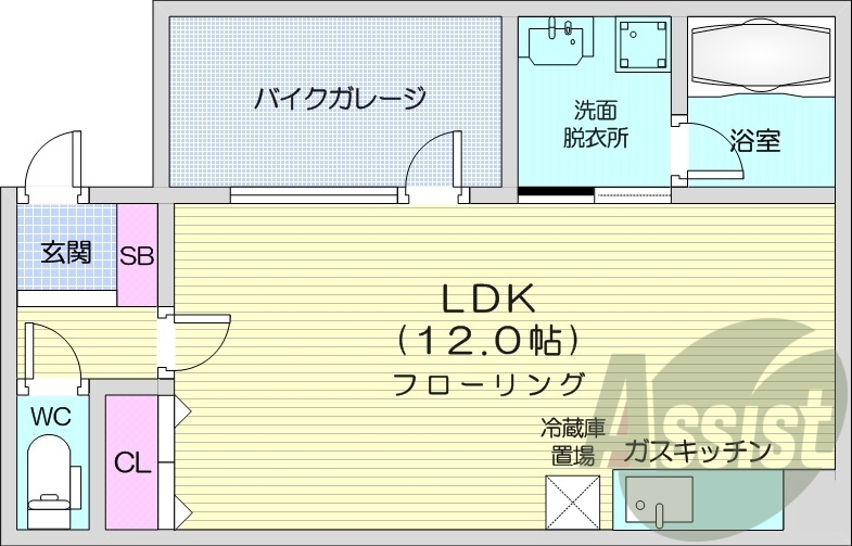 1KS、エアコン、バイクガレージ、灯油暖房